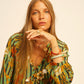 Fiore maxi dress in sunflower stripe moss green