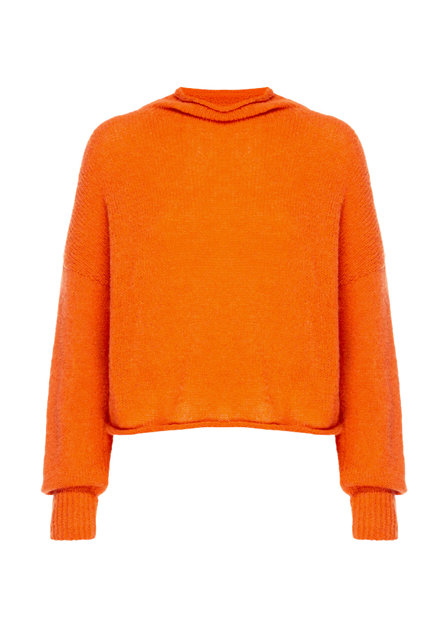 Galen roll neck cropped turtleneck sweater in tangerine