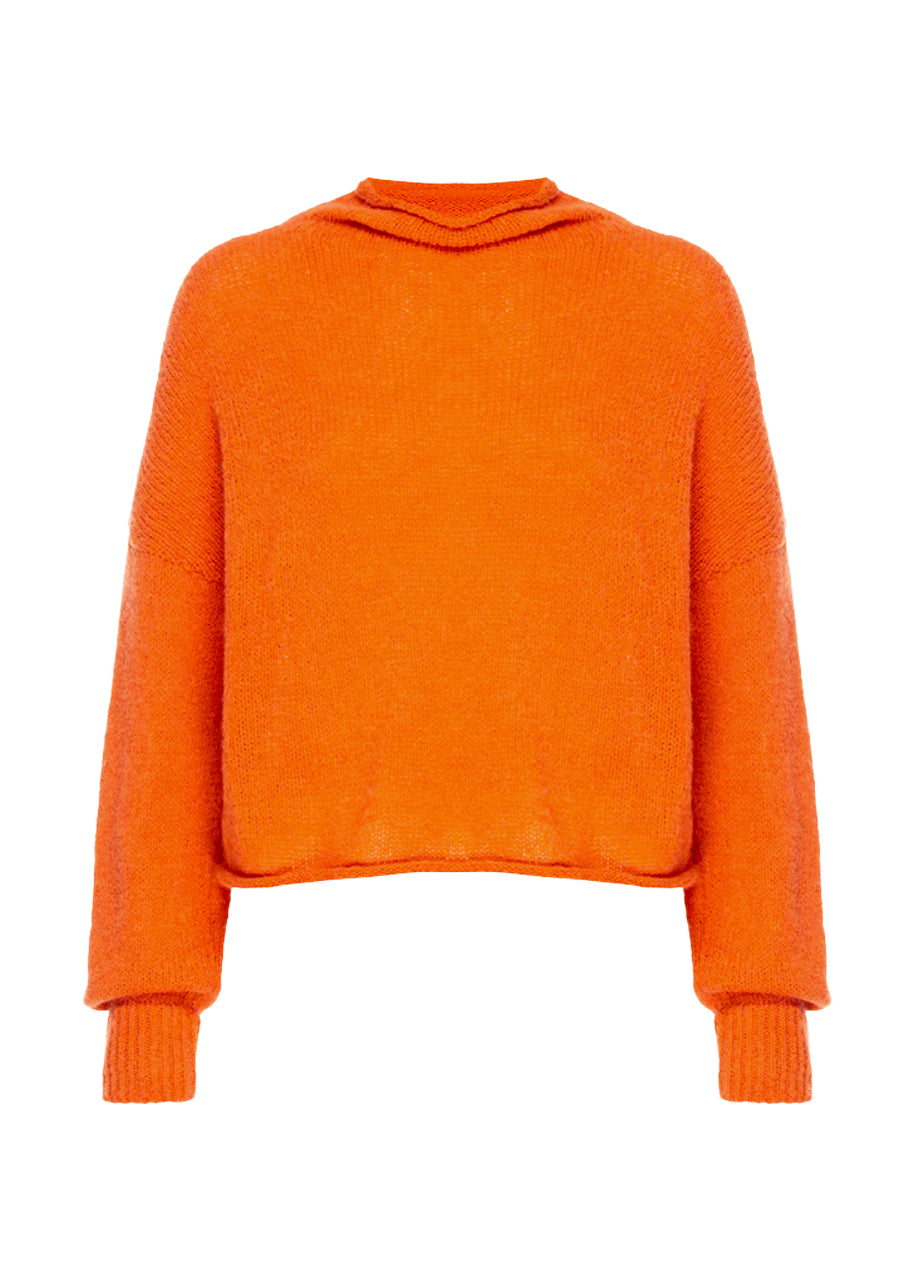 Galen roll neck cropped turtleneck sweater in tangerine