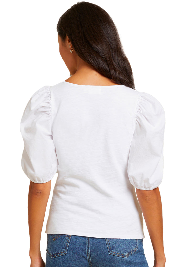 Giada gathered tee in optic white