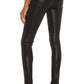 Hoxton ultra skinny with exposed buttonfly in black fog luxe coated