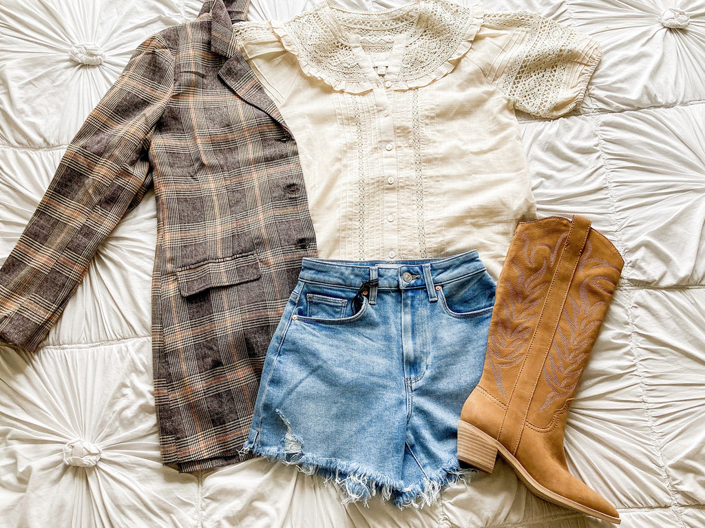 Plaid for you blazer in brown