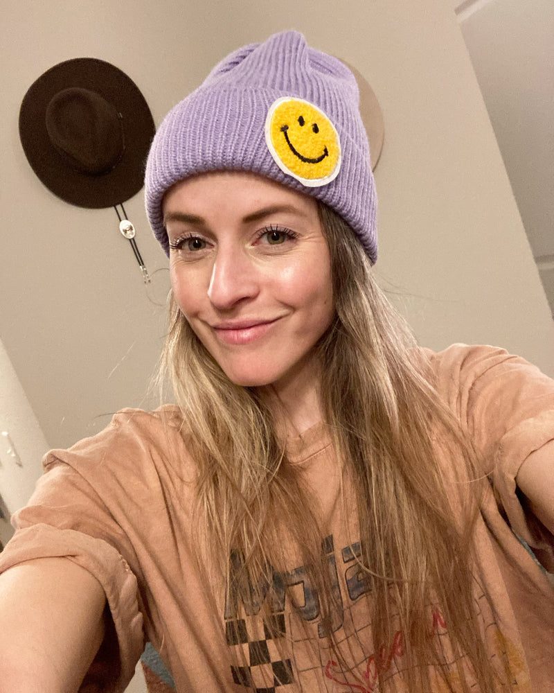 Smiley beanie in purple