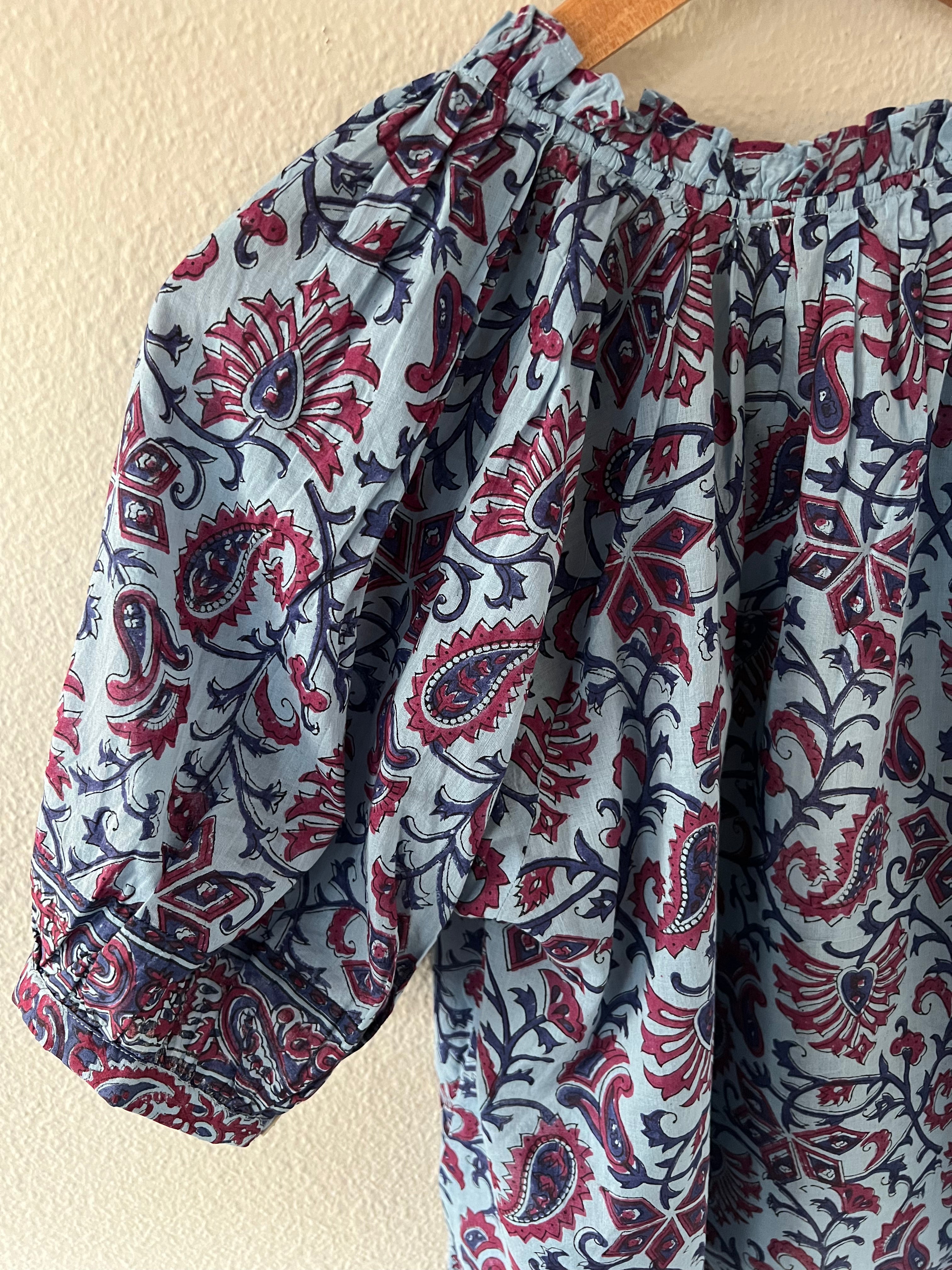 Daphney blouse in dehli block print