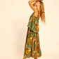 Jasmine top in sunflower stripe moss green