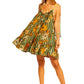 Jerusha mini dress in sunflower stripe moss green