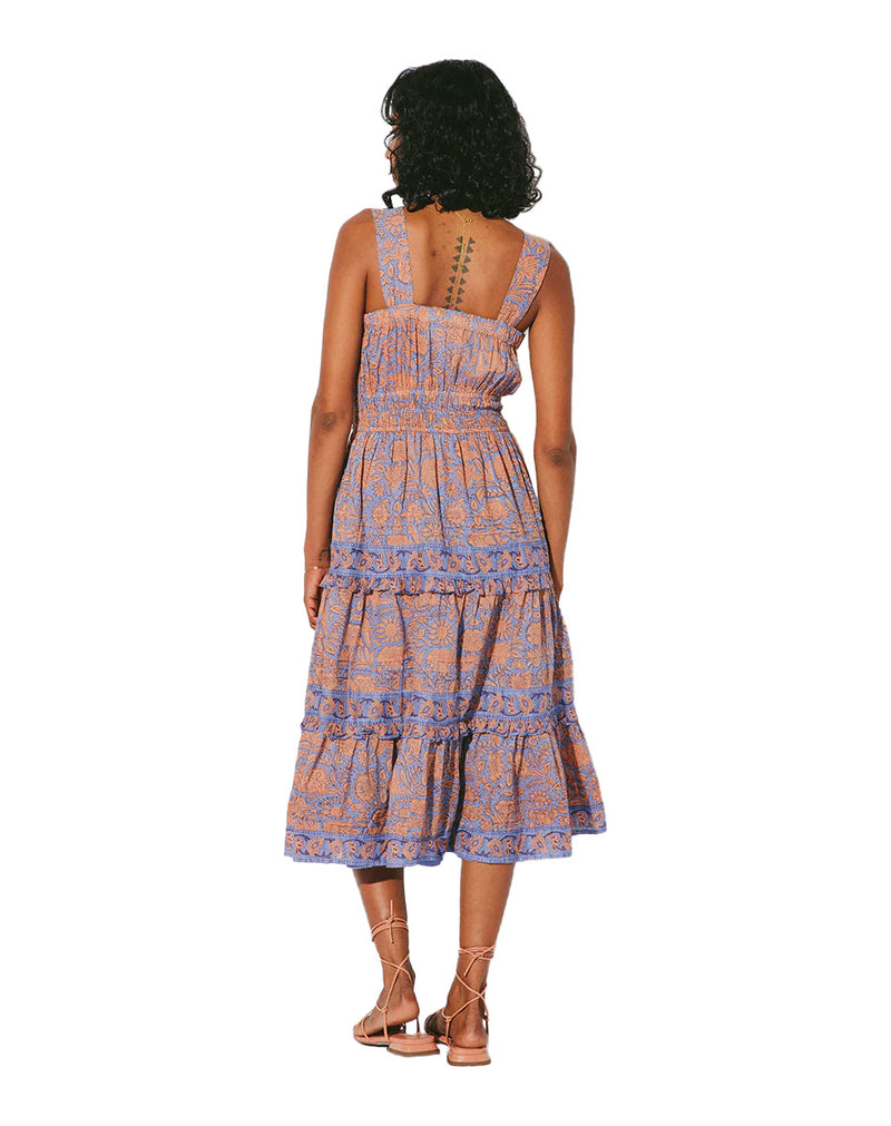 Jolene midi dress in vine block print