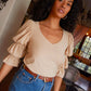 Katana romantic sleeve tee in toasted marshmallow