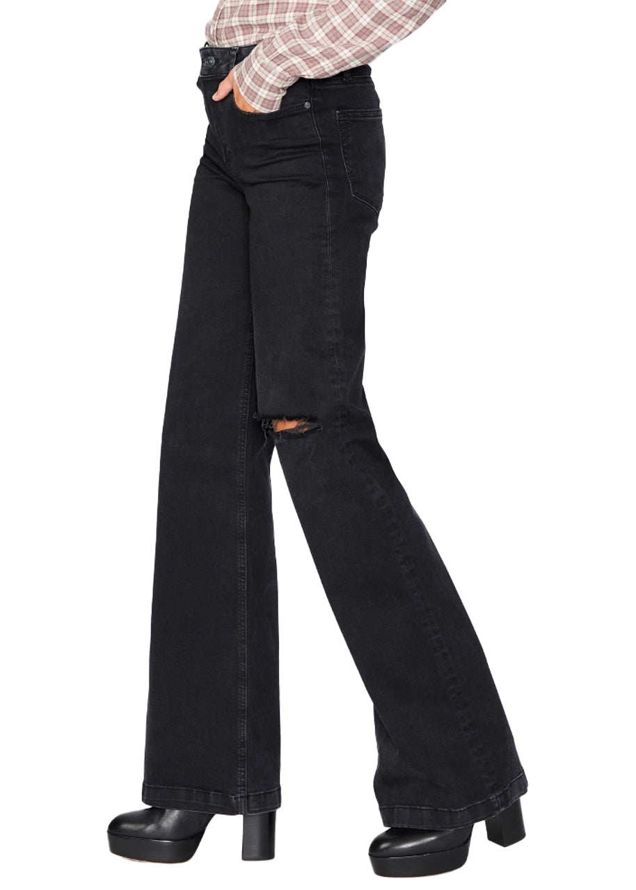 Leenah wide leg in blacktop destructed