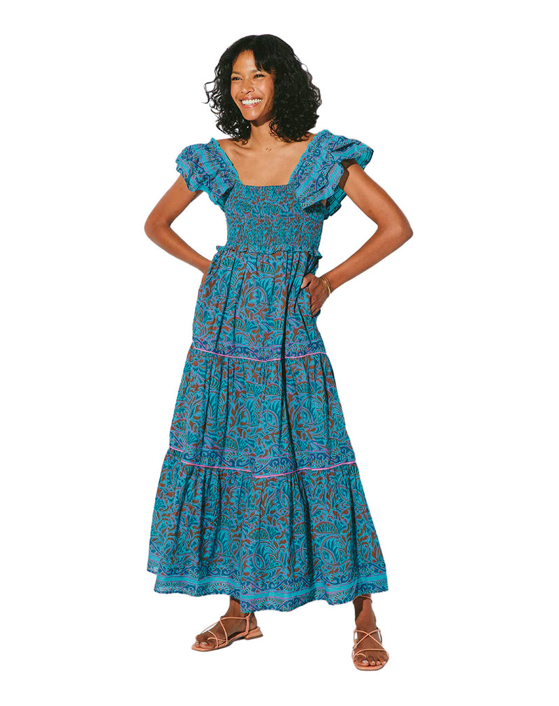 Marilyn ankle dress in zuri block print