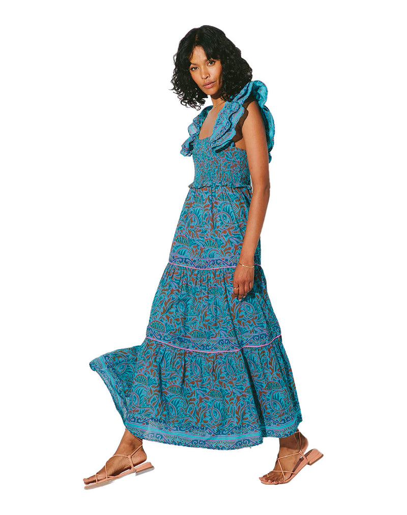 Marilyn ankle dress in zuri block print