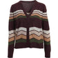 Chevron cashmere blend cardi in coffee