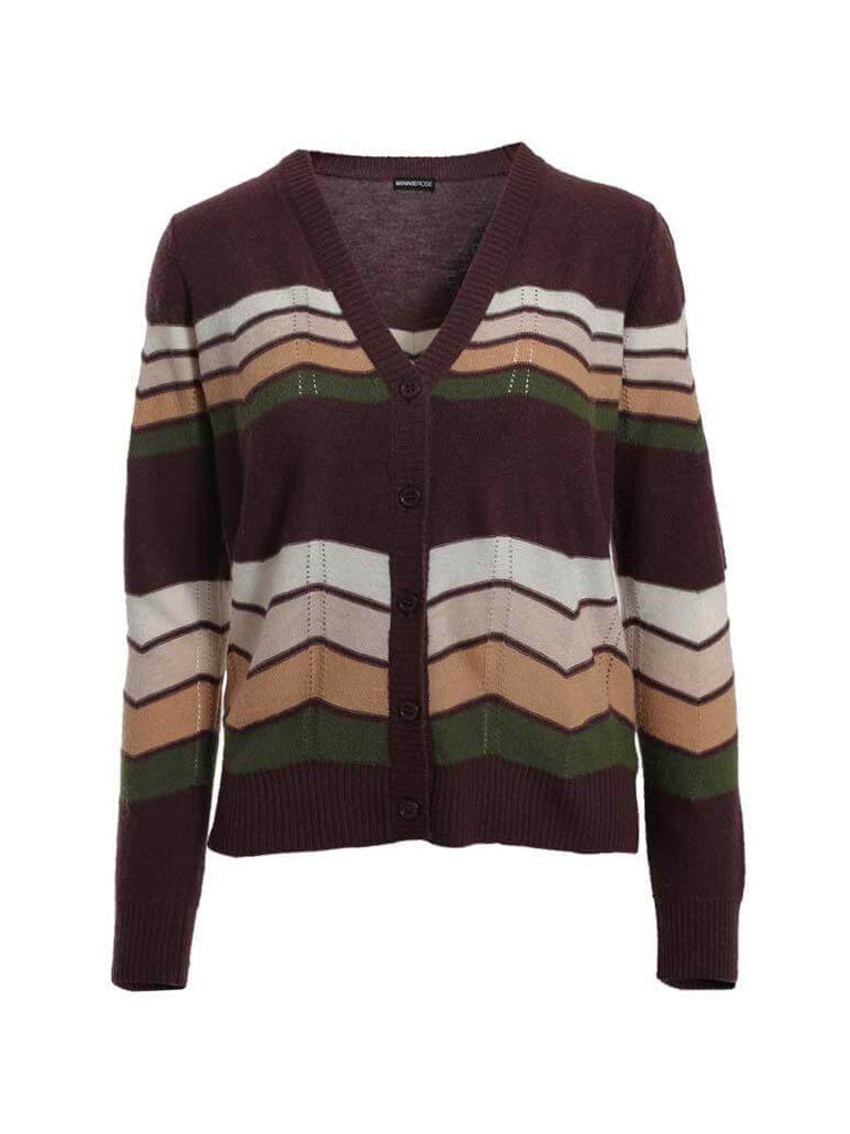 Chevron cashmere blend cardi in coffee