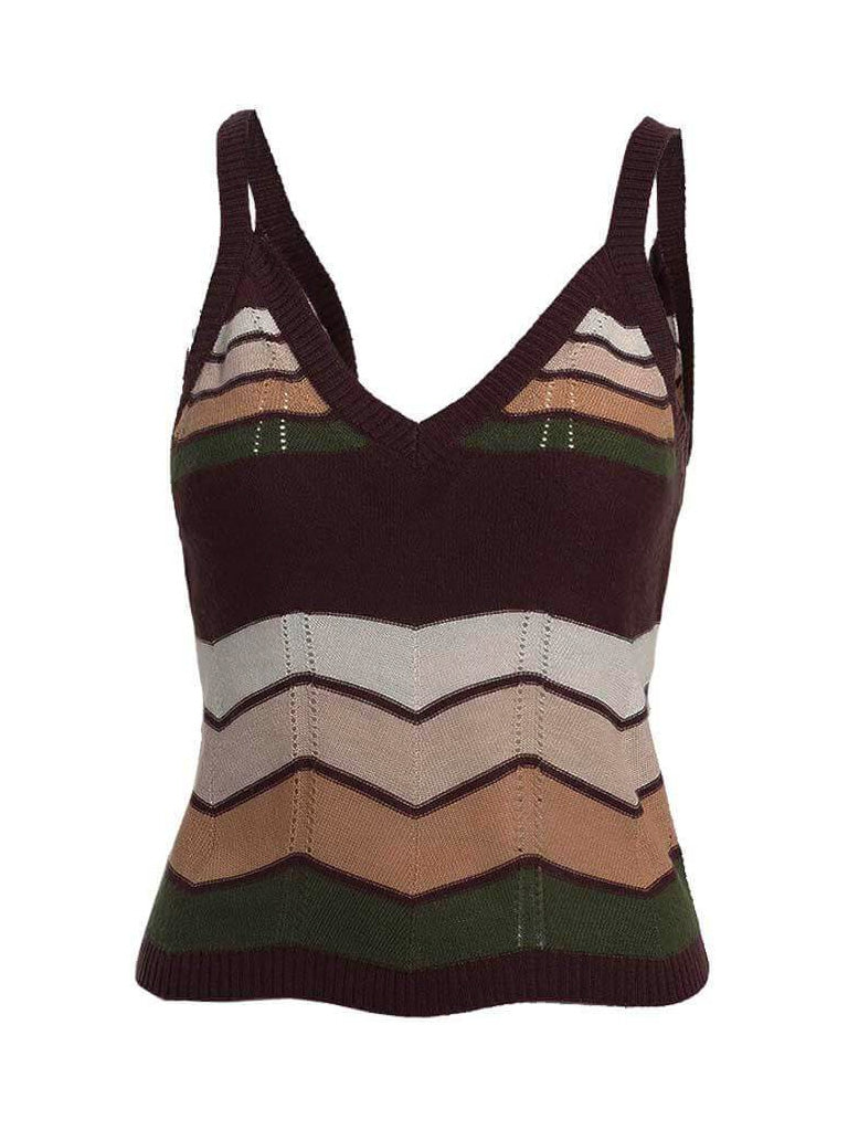 Chevron cashmere open-stitch cami in coffee