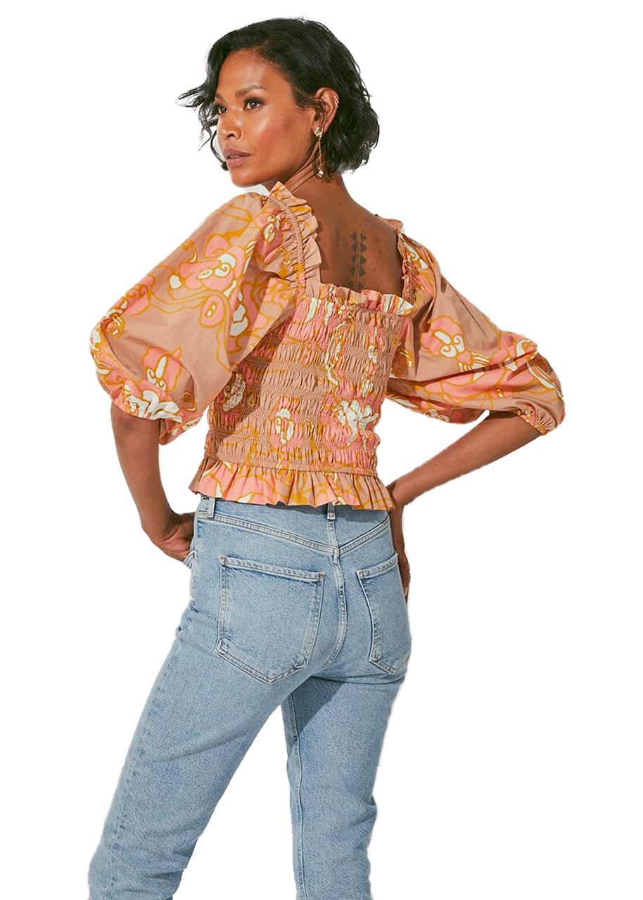 Morgan blouse in abstract rose