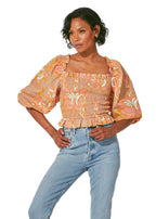 Morgan blouse in abstract rose