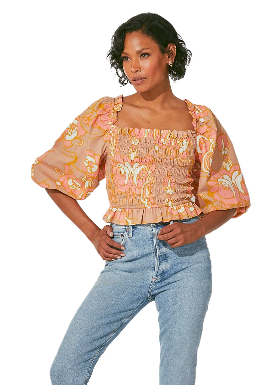 Morgan blouse in abstract rose