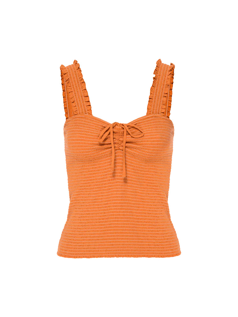 Eloise smocked chemise tank in persimmon