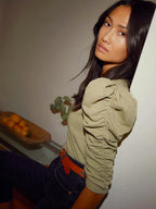 Julietta ruched sleeve tee in safari