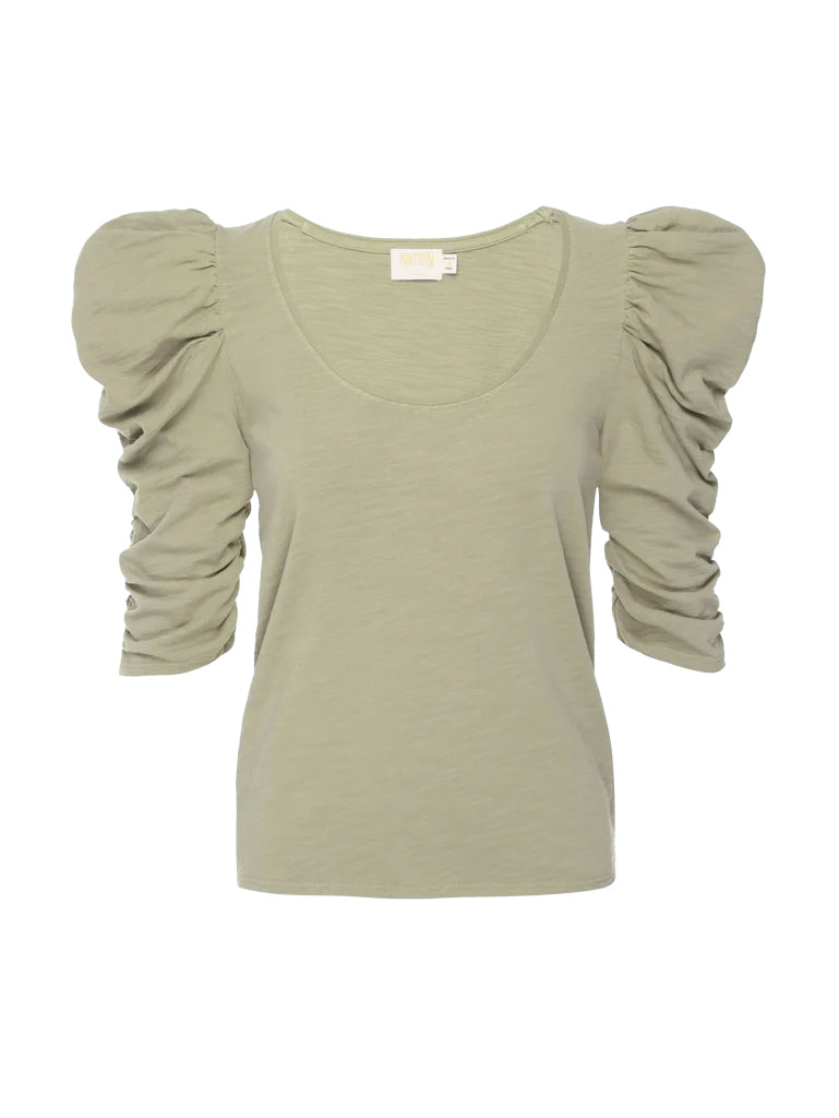 Julietta ruched sleeve tee in safari