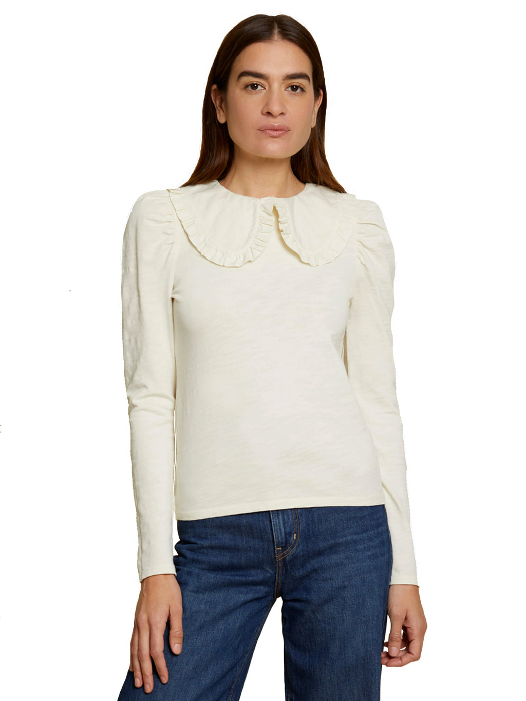 Patsy tee with peter pan collar in off white