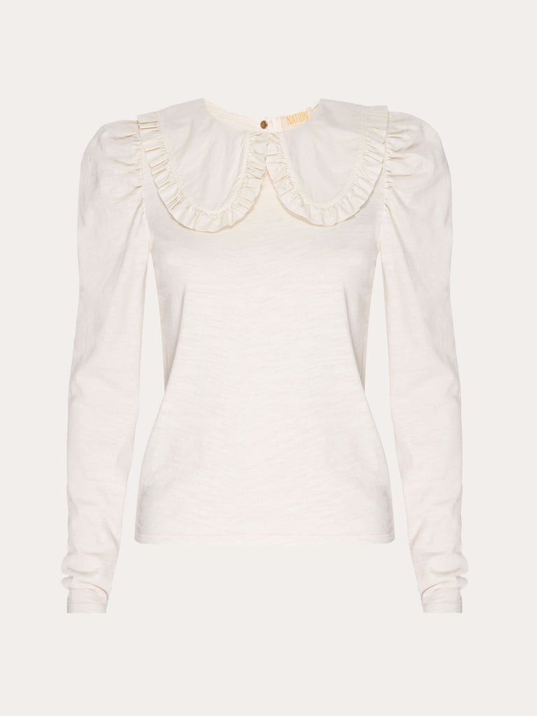 Patsy tee with peter pan collar in off white
