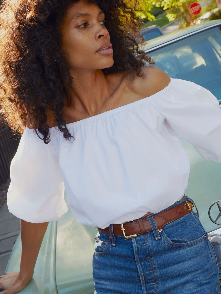 Sonali bubble hem top in white