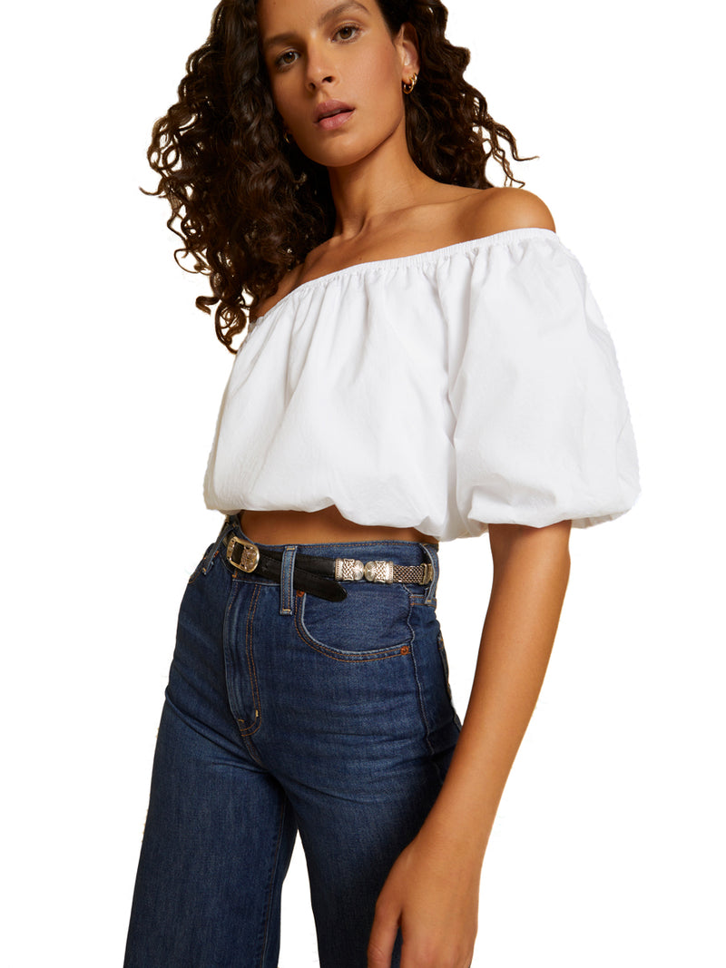 Sonali bubble hem top in white