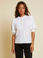 Veronique girly henley in white