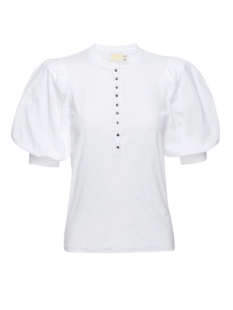 Veronique girly henley in white