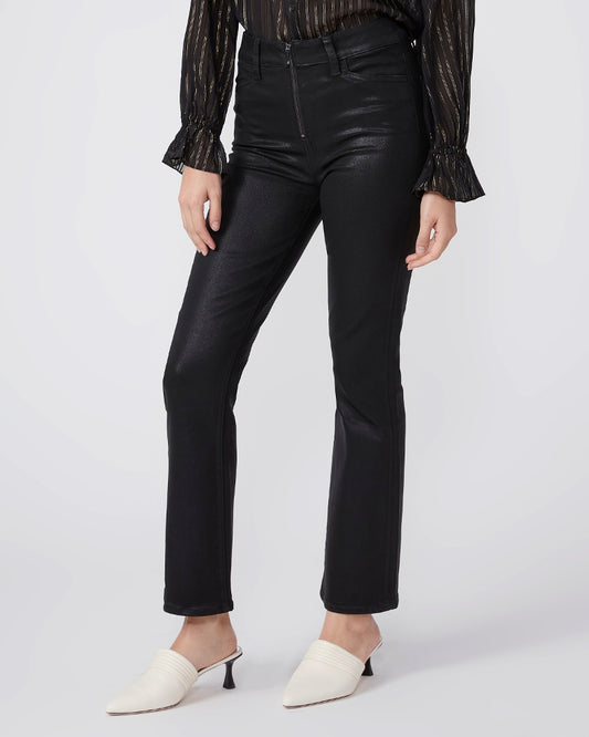 Claudine with exposed front zip in black fog luxe coated