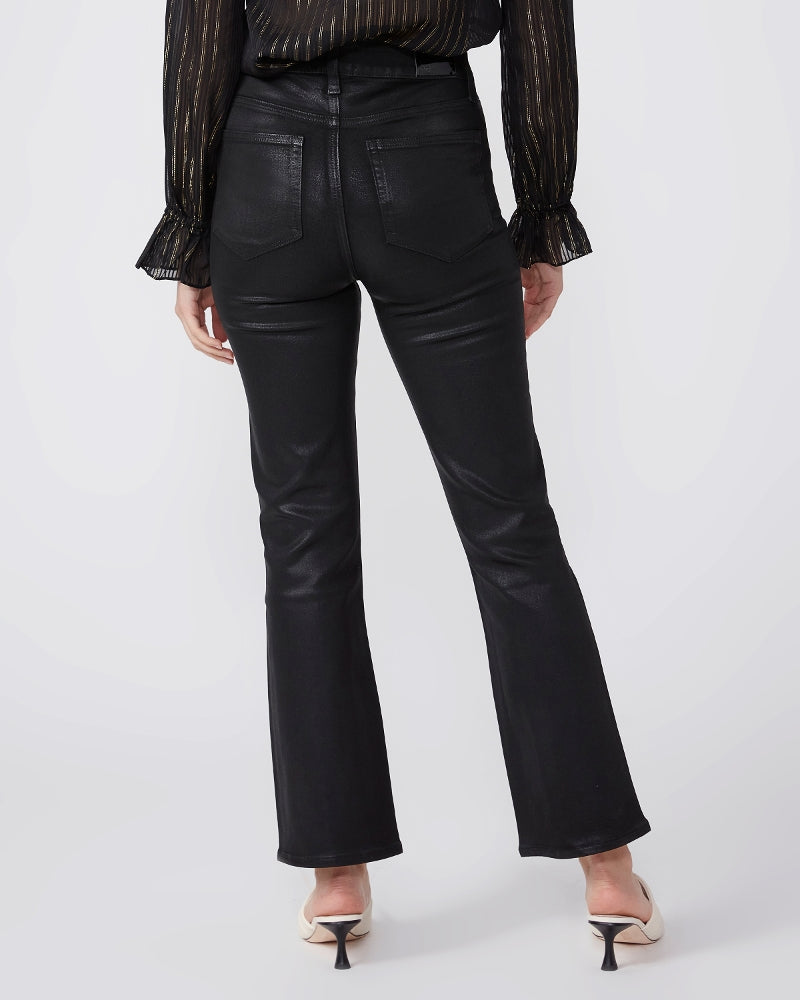 Claudine with exposed front zip in black fog luxe coated