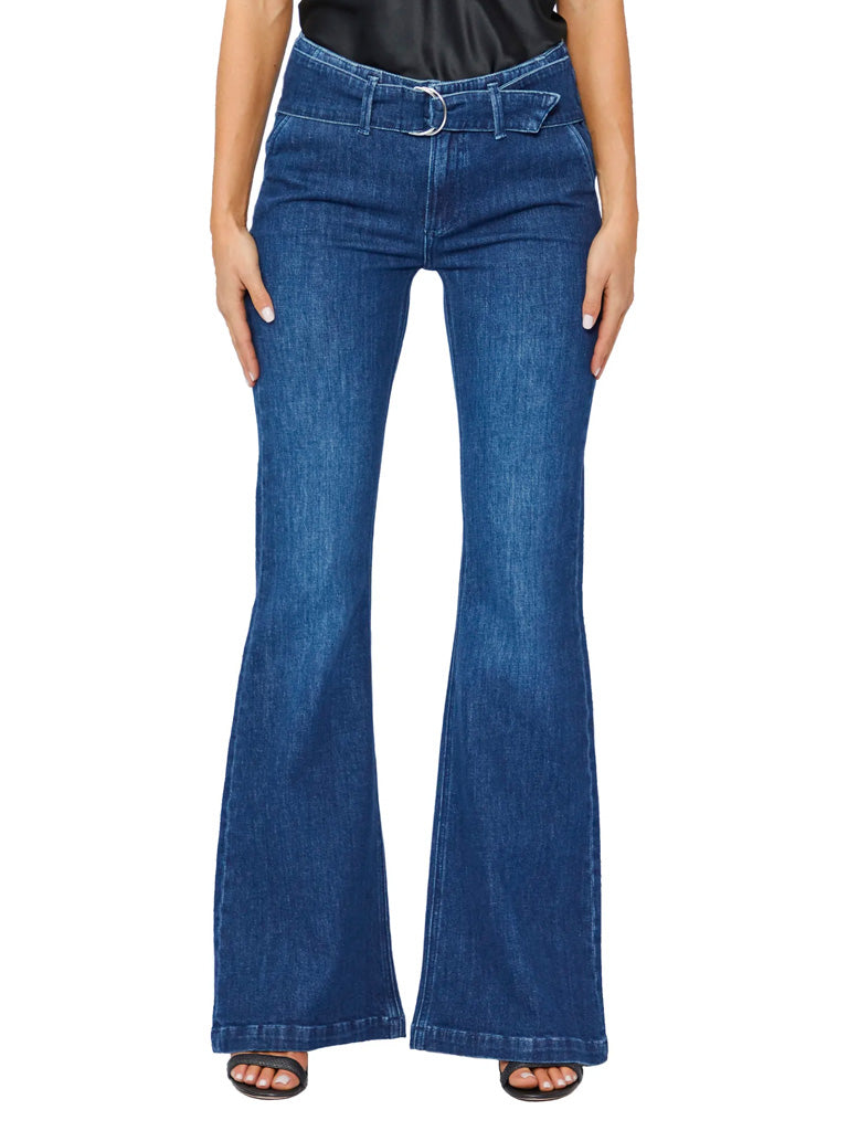Genevieve flare with folded waistband and belt in cecilia