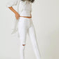 Hoxton ankle skinny with raw hem in blanchette destructed