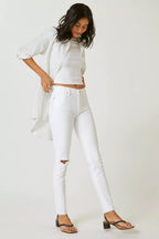 Hoxton ankle skinny with raw hem in blanchette destructed