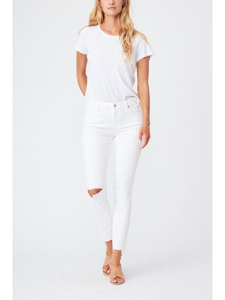 Hoxton ankle skinny with raw hem in blanchette destructed