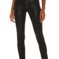 Hoxton ultra skinny with exposed buttonfly in black fog luxe coated