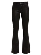 Lou lou high rise flare in black fog luxe coated