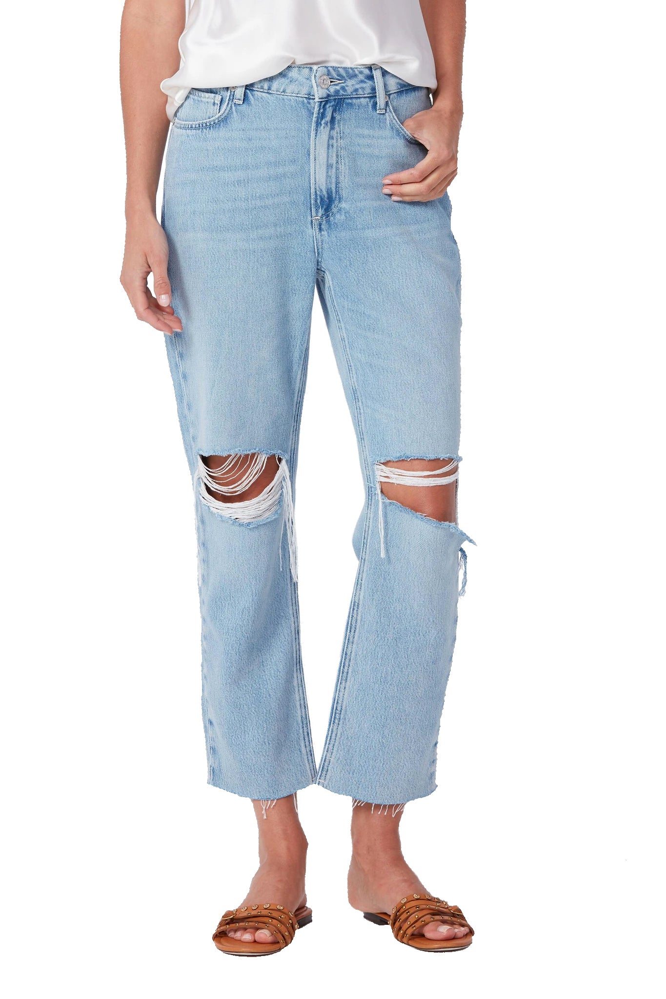 Noella straight with raw hem in doretta destructed