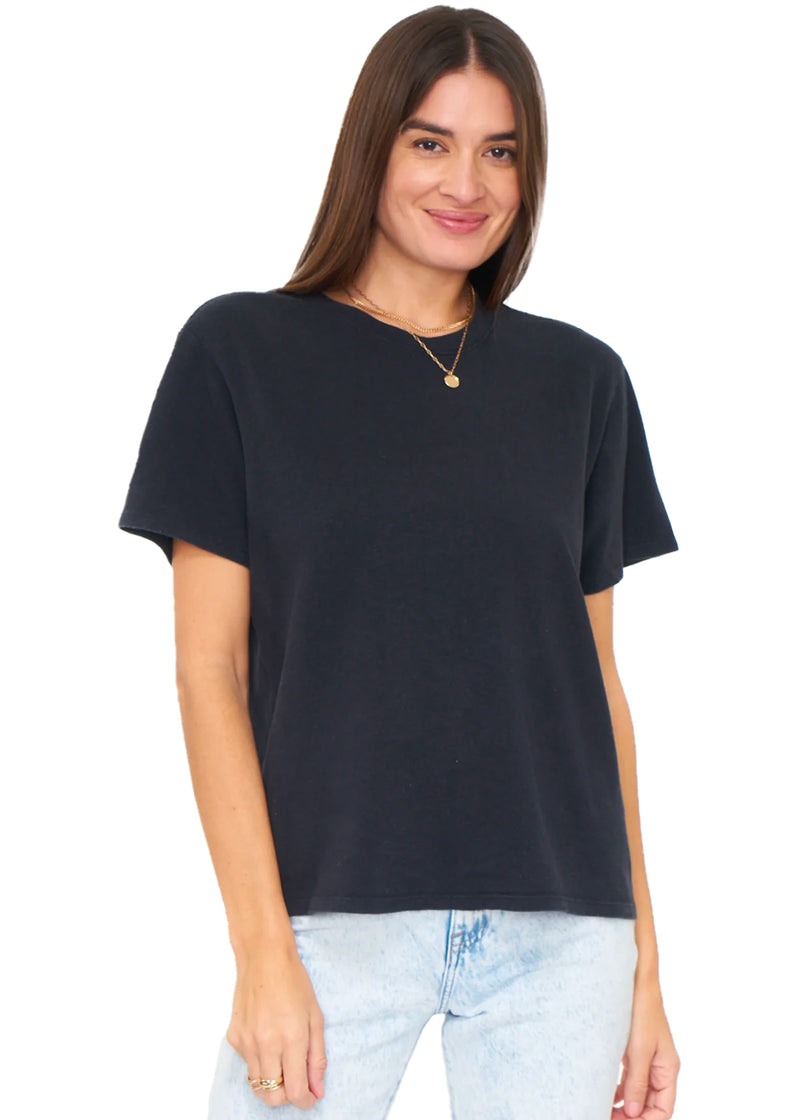 Palmer hemp boxy tee in black stone