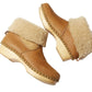 Low clog shearling boot in camel