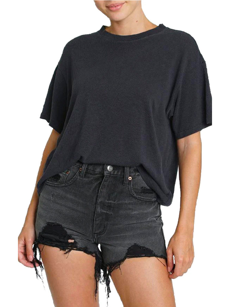 Palmer hemp boxy tee in black stone