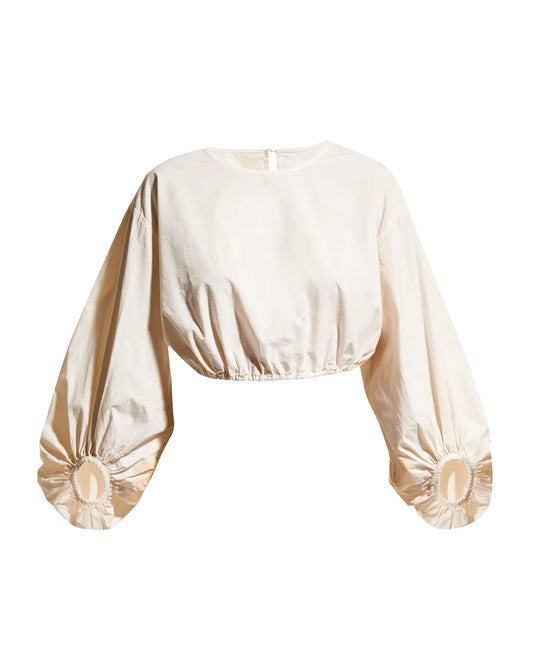 Rylan cropped blouse in sand shell