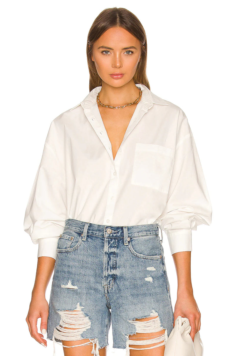 Sloane button down shirt in le blanc