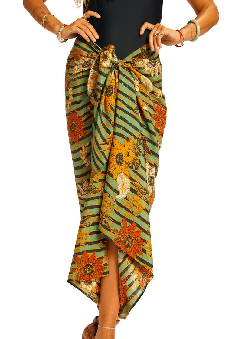 Sarong in sunflower stripe moss green