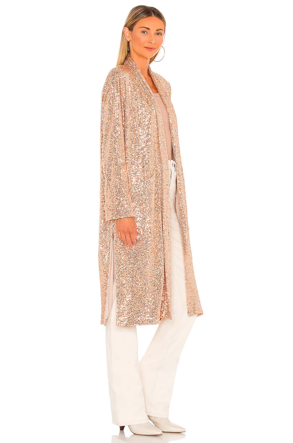 Showstopper sequined duster jacket in rose