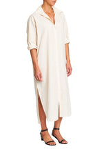Sloane oversized button down maxi shirt dress in sand shell