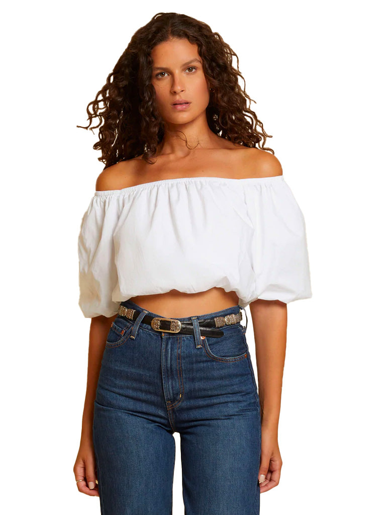 Sonali bubble hem top in white