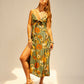 Sophie dress in sunflower stripe moss green
