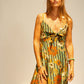 Sophie dress in sunflower stripe moss green
